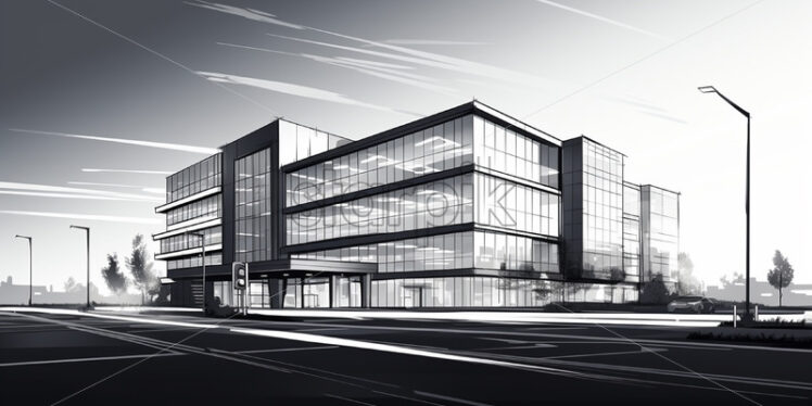 A sketch of a modern building - Starpik Stock