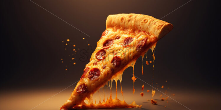 A slice of pizza with cheese, delicious - Starpik Stock