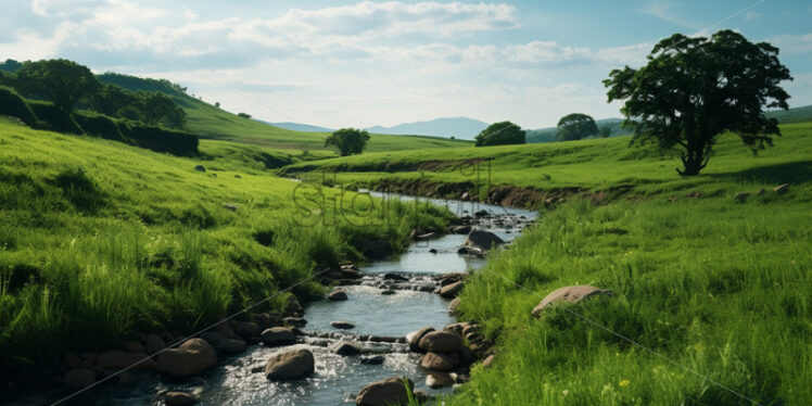 A small river that runs through a plain - Starpik Stock