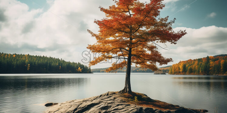 A small tree growing on a lake - Starpik Stock