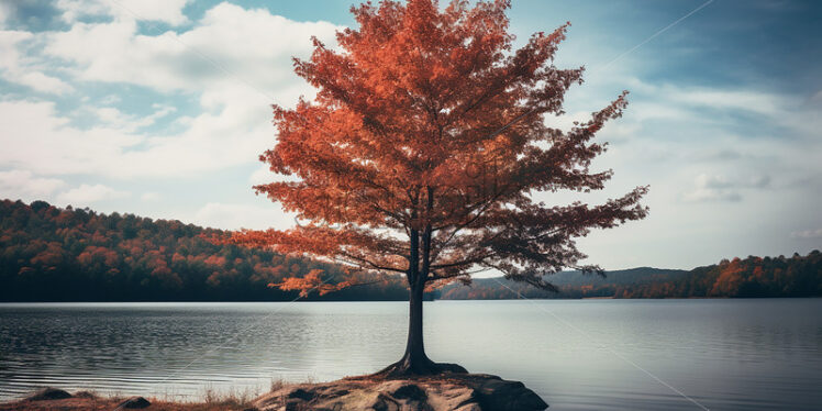 A small tree growing on a lake - Starpik Stock