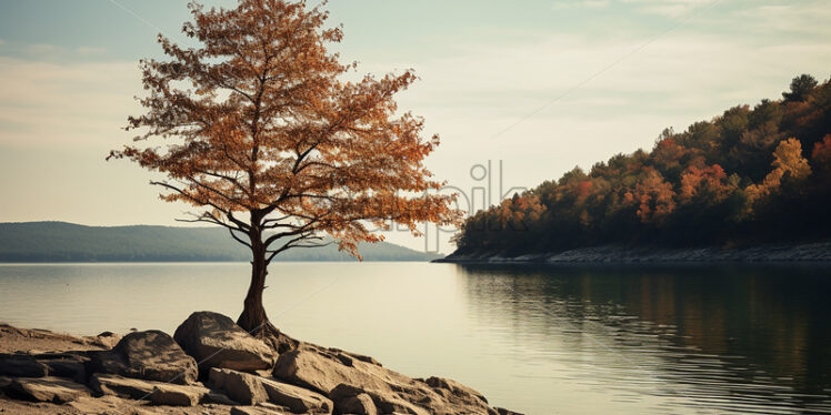 A small tree growing on a lake - Starpik Stock