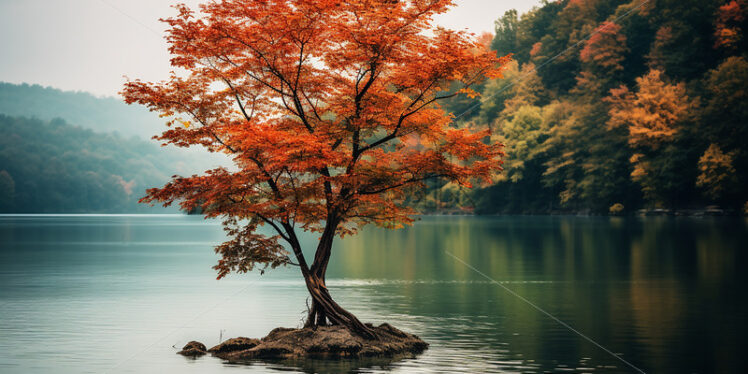 A small tree growing on a lake - Starpik Stock