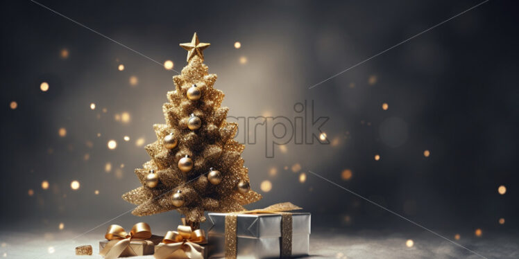 A small tree with gifts in a world of snow - Starpik Stock