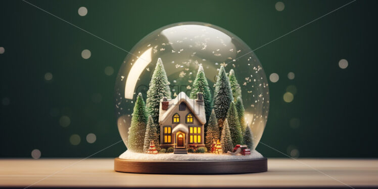 A snow globe and inside a tree with a house - Starpik Stock