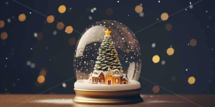 A snow globe and inside a tree with a house - Starpik Stock