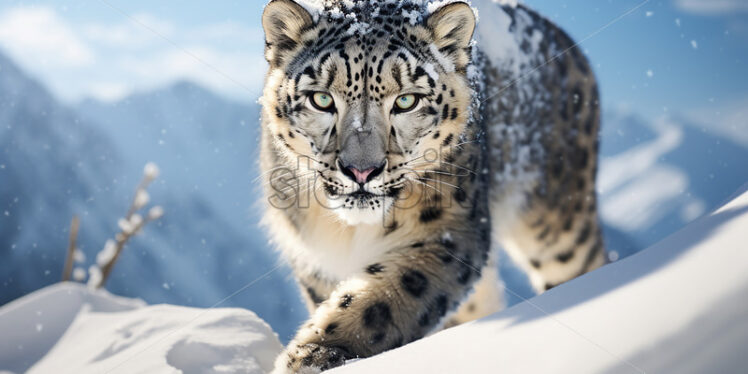 A snow leopard in the mountains - Starpik Stock