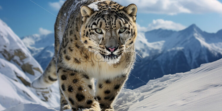 A snow leopard in the mountains - Starpik Stock