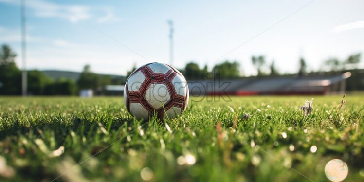 A soccer ball on a green field - Starpik Stock