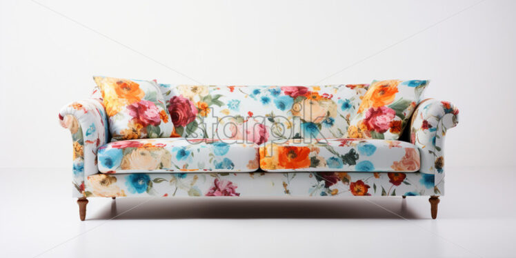 A sofa with floral material - Starpik Stock