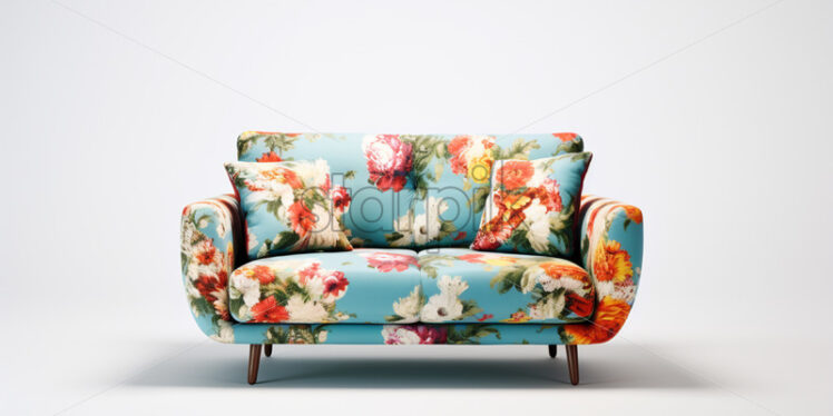 A sofa with floral material - Starpik Stock