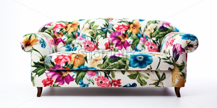 A sofa with floral material - Starpik Stock