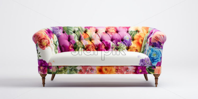 A sofa with floral material - Starpik Stock