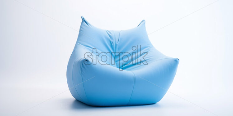 A soft blue bean bag on a white background - Starpik Stock