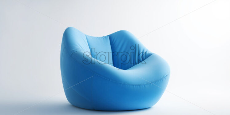 A soft blue bean bag on a white background - Starpik Stock