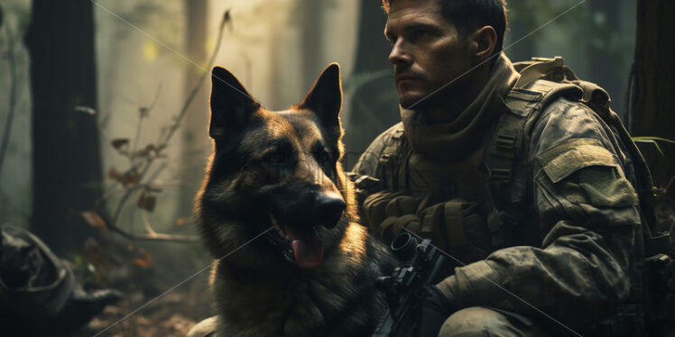 A soldier and a dog - Starpik Stock