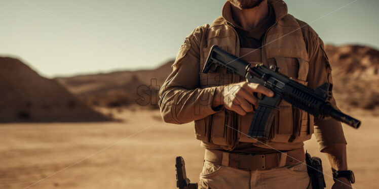 A soldier in the desert - Starpik Stock