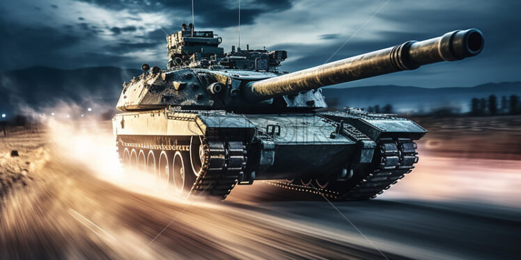 A speeding tank, blurred background - Starpik Stock