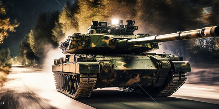 A speeding tank, blurred background - Starpik Stock