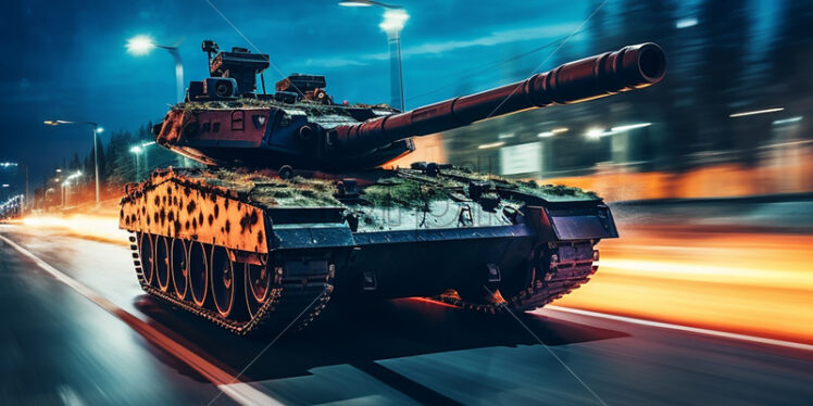 A speeding tank, blurred background - Starpik Stock