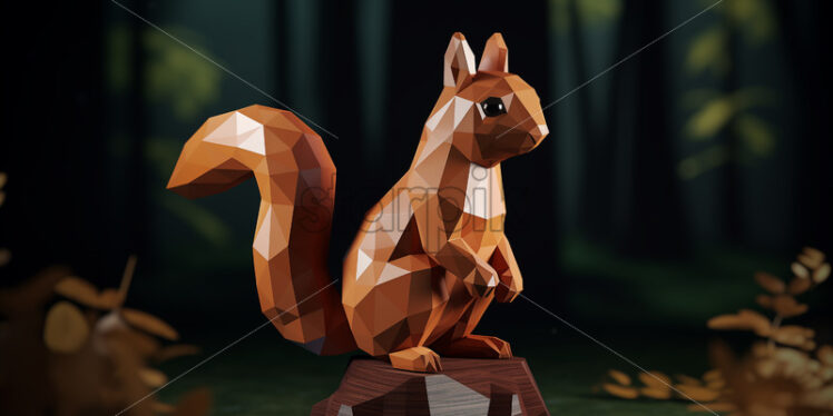 A squirrel in low poly style - Starpik Stock