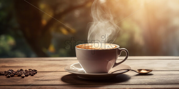 A steaming cup of coffee - Starpik Stock