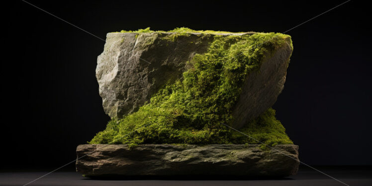 A stone podium with green moss - Starpik Stock