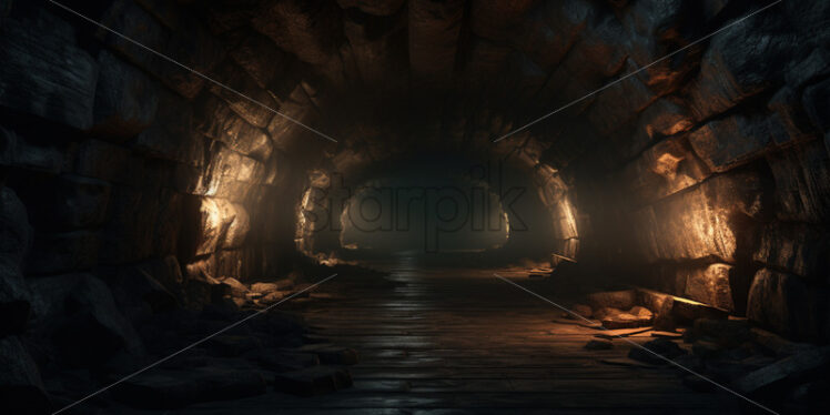 A stone tunnel with light at its end - Starpik Stock