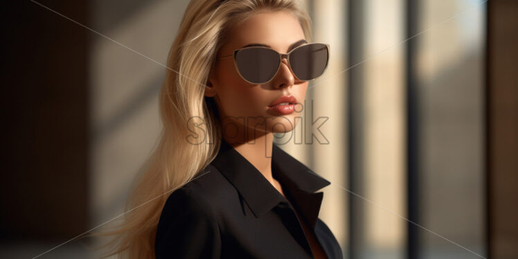 A stylishly dressed model with sunglasses - Starpik Stock