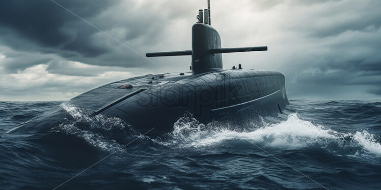 A submarine among the waves - Starpik Stock