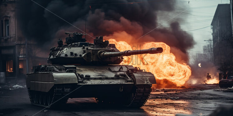 A tank in a battle - Starpik Stock