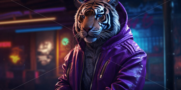 A tiger in a purple jacket - Starpik Stock