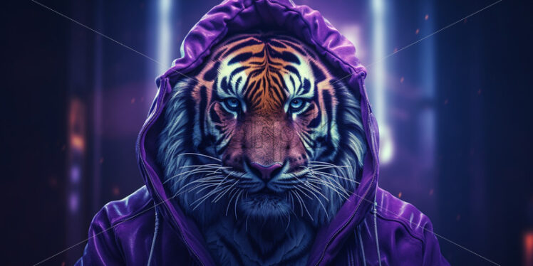 A tiger in a purple jacket - Starpik Stock