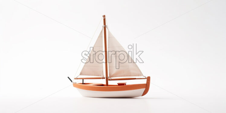 A toy boat on a white background - Starpik Stock