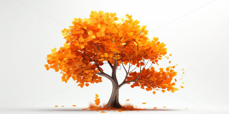 A tree with yellow cartoon style leaves on a white background - Starpik Stock