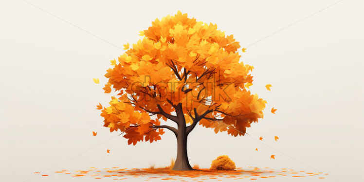 A tree with yellow cartoon style leaves on a white background - Starpik Stock