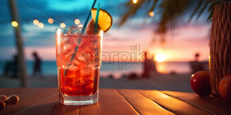 A tropic cocktail at the bar night clubs lights - Starpik Stock