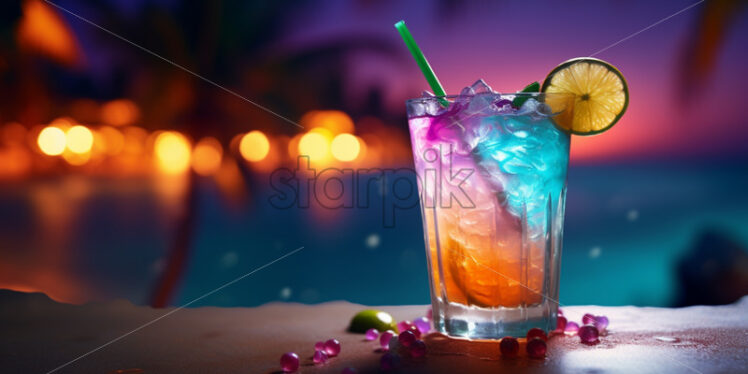 A tropic cocktail at the bar night clubs lights - Starpik Stock