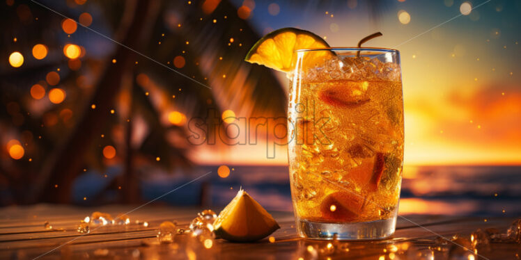 A tropic cocktail at the bar night clubs lights - Starpik Stock