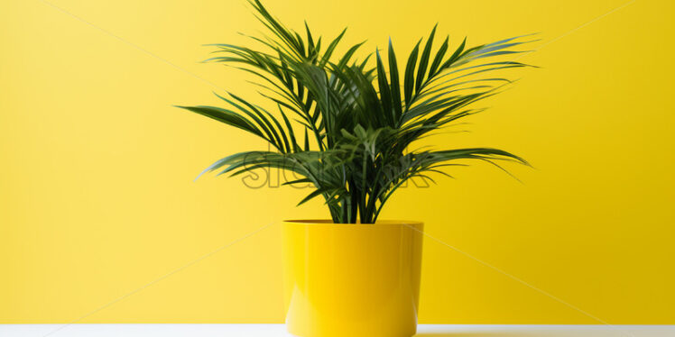 A tropical flower in a yellow pot - Starpik Stock