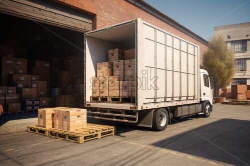 A truck that is preparing to transport goods - Starpik Stock