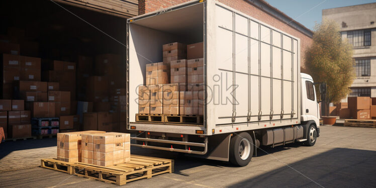 A truck that is preparing to transport goods - Starpik Stock