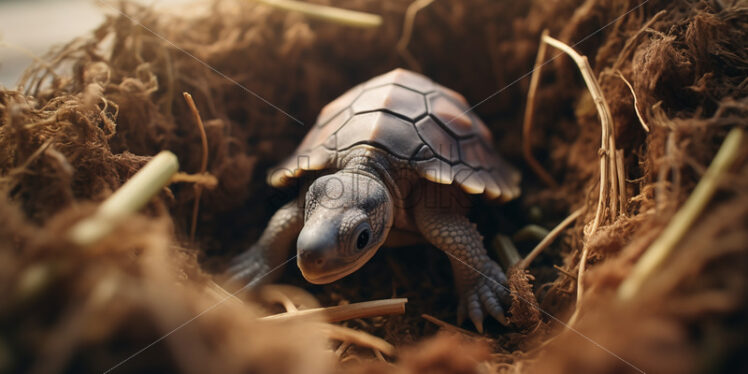 A turtle hatching from an egg - Starpik Stock