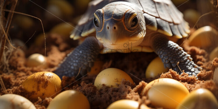 A turtle hatching from an egg - Starpik Stock