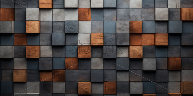 A wall made of cubes of different materials - Starpik Stock