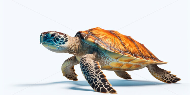 A water turtle on a white background - Starpik Stock