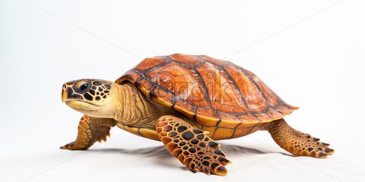 A water turtle on a white background - Starpik Stock