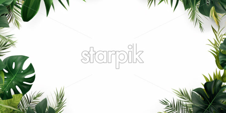 A white background with tropical leaves - Starpik Stock