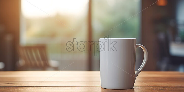 A white cup on a table - Starpik Stock