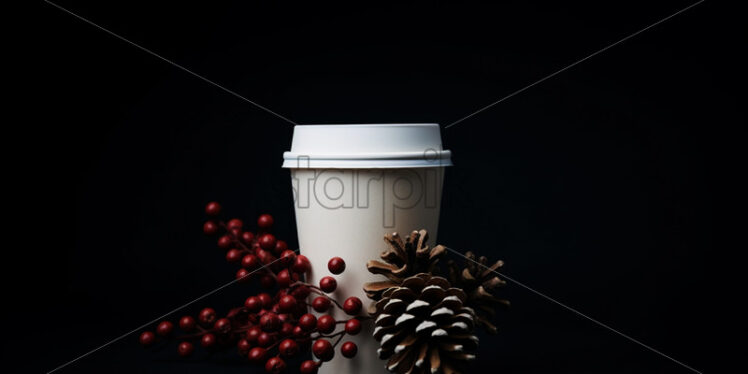 A white paper coffee cup on a black background - Starpik Stock